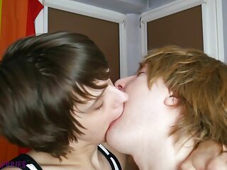 European guys enjoy passionate same-sex kissing and sensual body contact